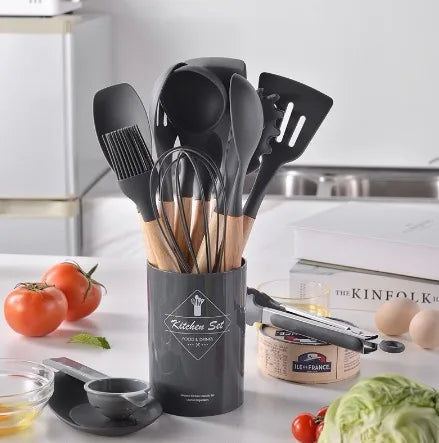 Kit de colheres de silicone para cozinha, 11 peças