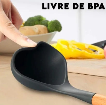 Kit de colheres de silicone para cozinha, 11 peças