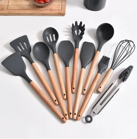 Kit de colheres de silicone para cozinha, 11 peças