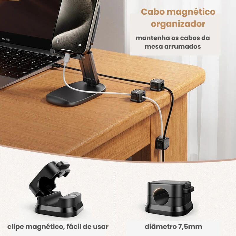 Organizador ajustável de fios para mesa