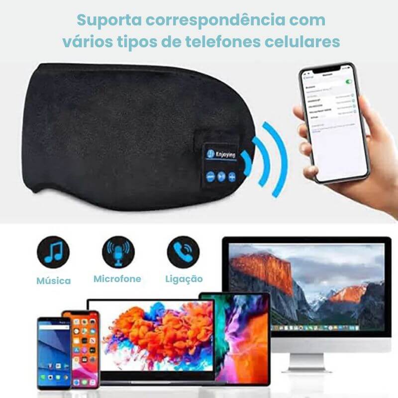 Máscara de dormir bluetooth 5.0 com fones de ouvido