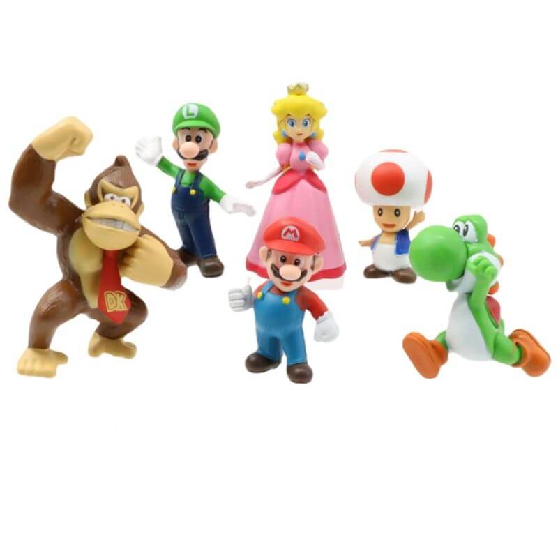 Conjunto de personagens: Luigi, Yoshi, Donkey Kong e Cogumelo