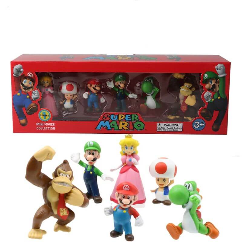 Conjunto de personagens: Luigi, Yoshi, Donkey Kong e Cogumelo