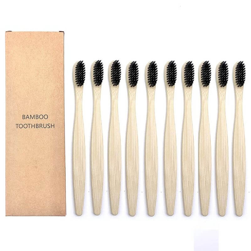 Kit com 10 escovas para dentes de bambu