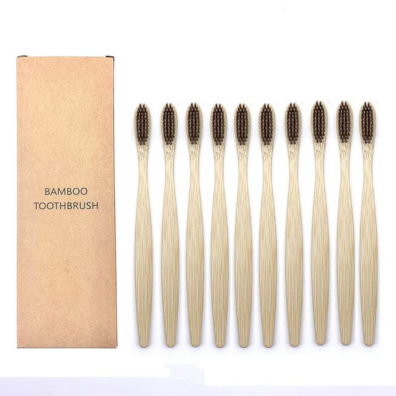 Kit com 10 escovas para dentes de bambu