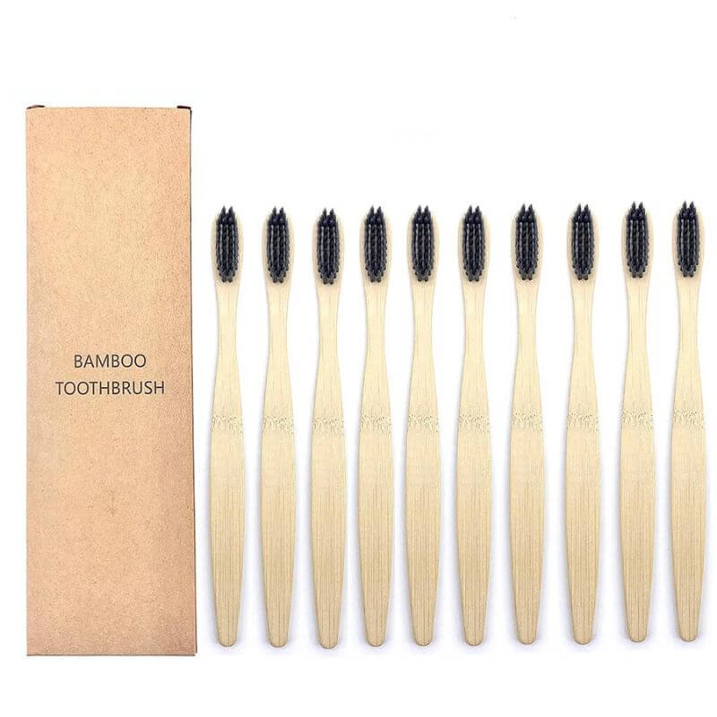 Kit com 10 escovas para dentes de bambu