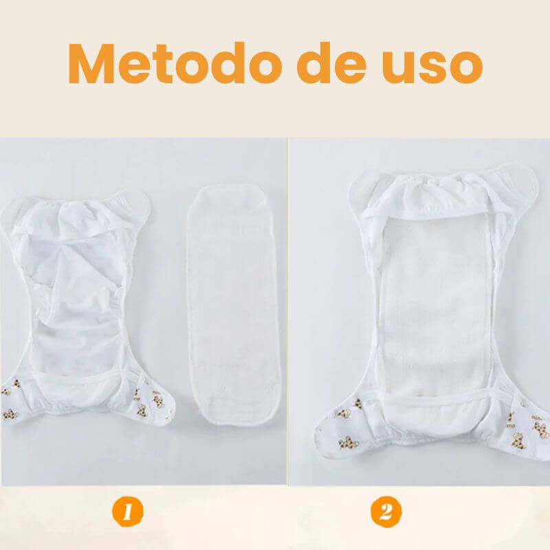 Kit com 5/10 fraldas reutilizáveis de algodão ecológico para bebê