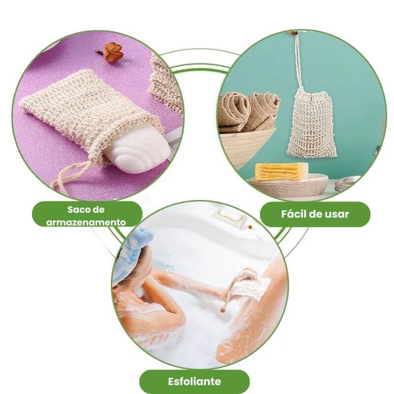 Kit com 5/10 sacos de sisal natural para sabonete