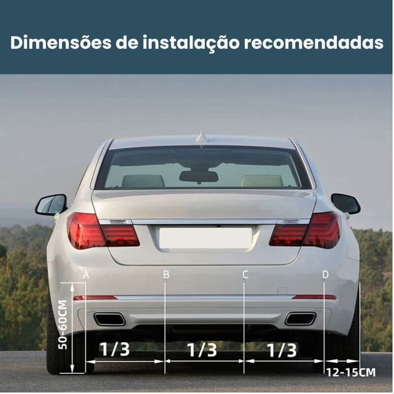 Sensor de estacionamento com monitor LED retroiluminado e sistema radar com 4 sensores.