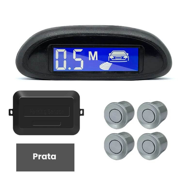 Sensor de estacionamento com monitor LED retroiluminado e sistema radar com 4 sensores.