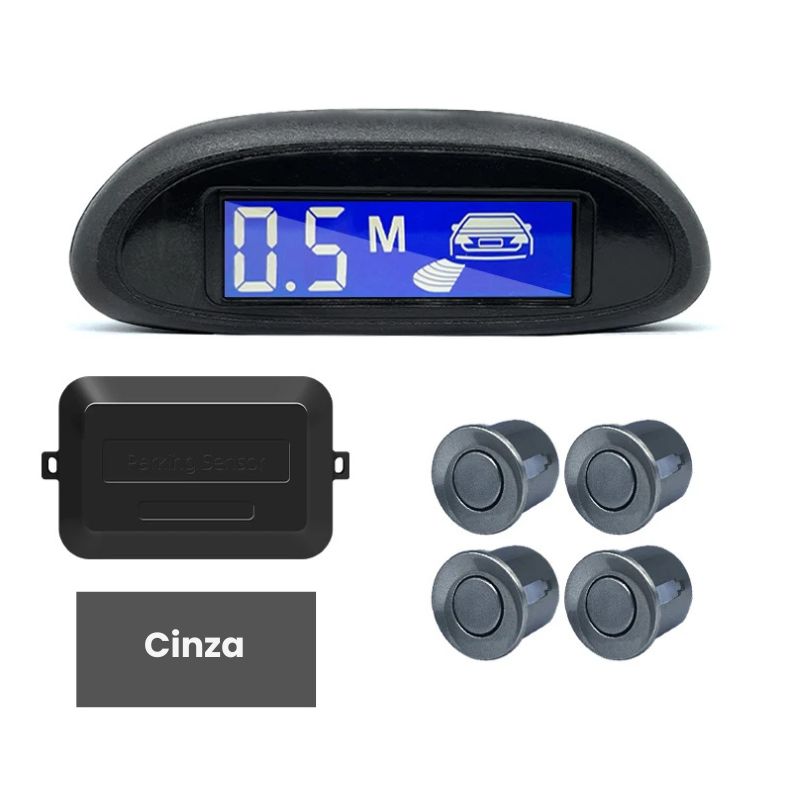 Sensor de estacionamento com monitor LED retroiluminado e sistema radar com 4 sensores.