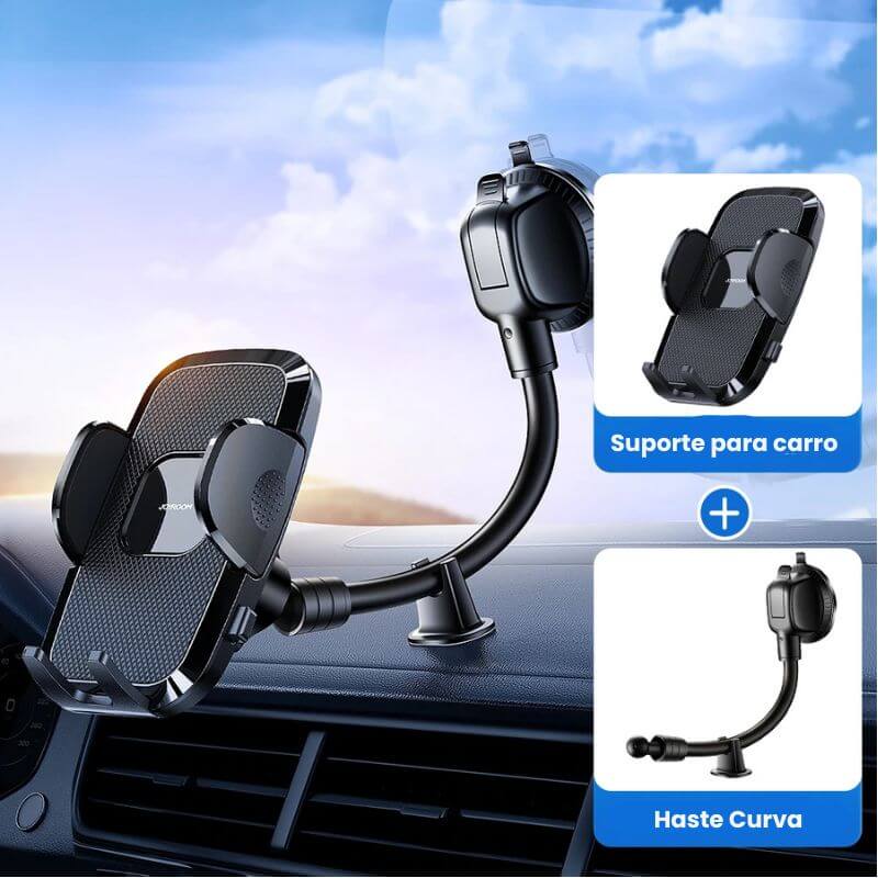 Suporte para celular de carro 360° com braço flexível.