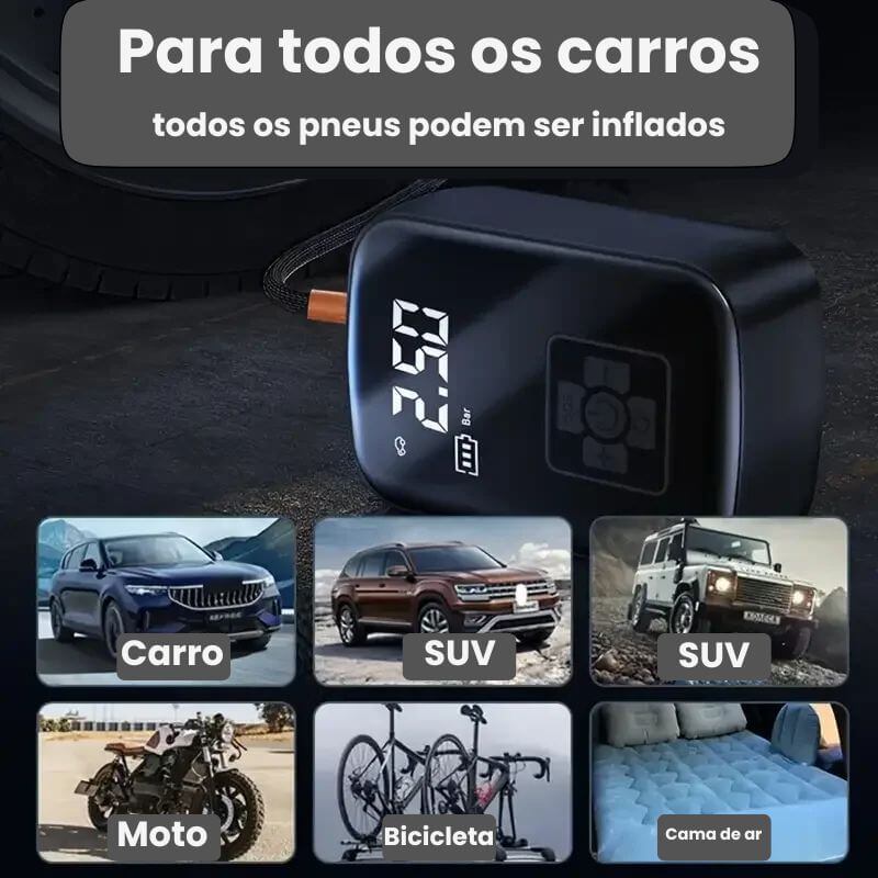 Compressor de ar digital para carro, moto e bicicleta