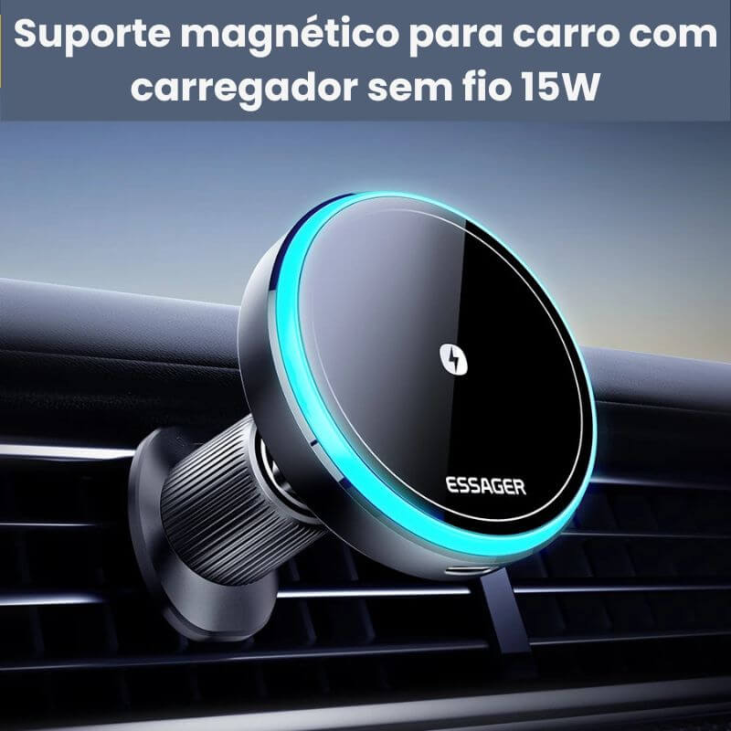 Suporte magnético para celular com carregador sem fio 15W