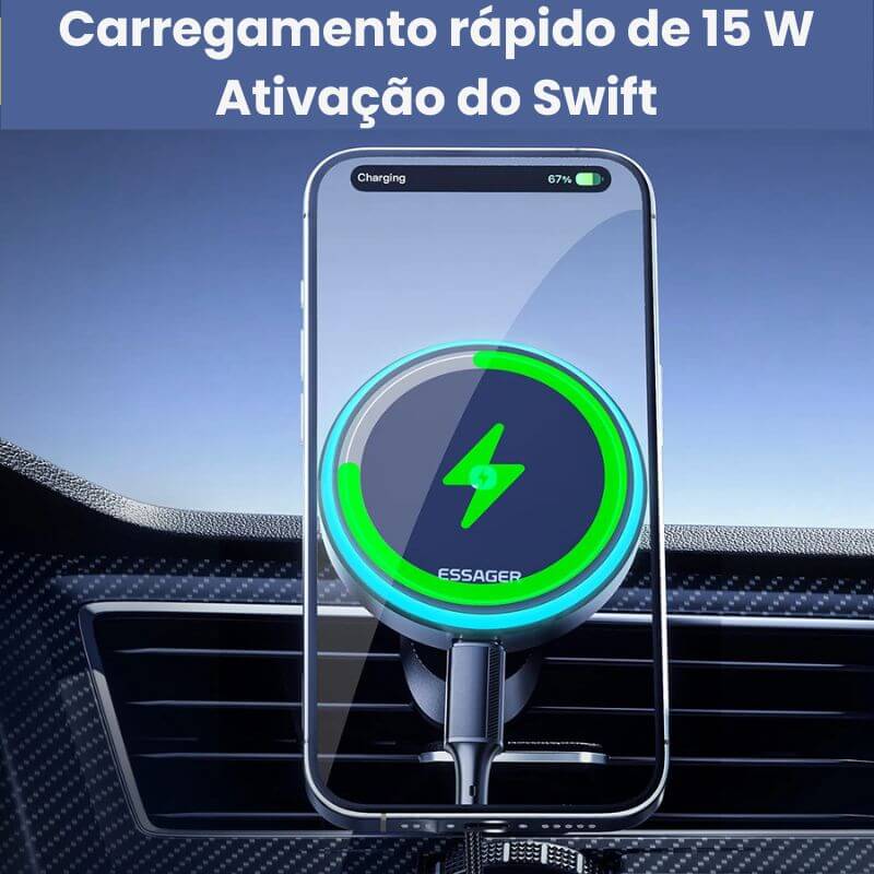 Suporte magnético para celular com carregador sem fio 15W