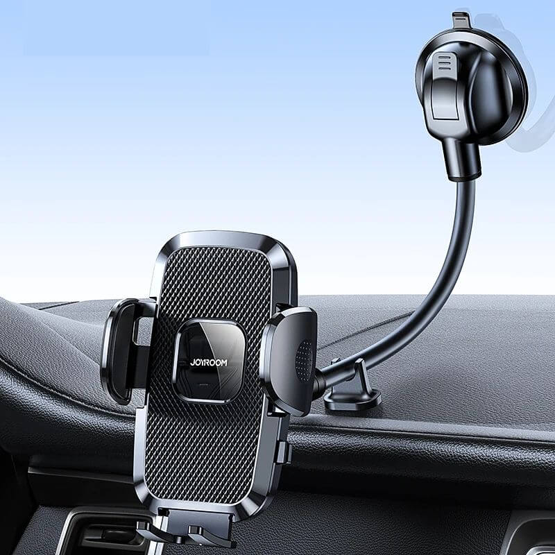 Suporte para celular de carro 360° com braço flexível.