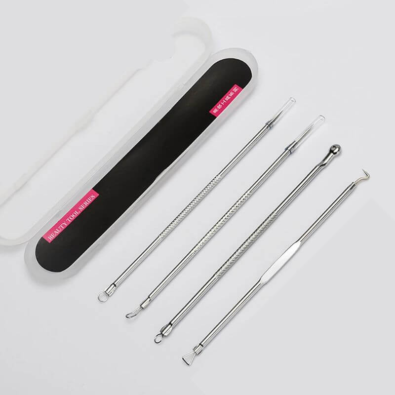 4PCS Acne Blackhead Comedone Black Spot Pimple Blemish Remover Skin Care Women Beauty Acne Treatment Pore Cleanser Needle Hook