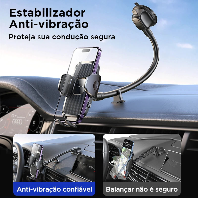 Suporte para celular de carro 360° com braço flexível.