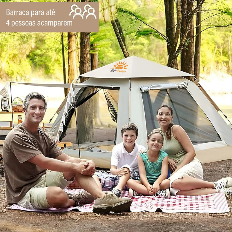 Barraca de camping portátil para 4 pessoas